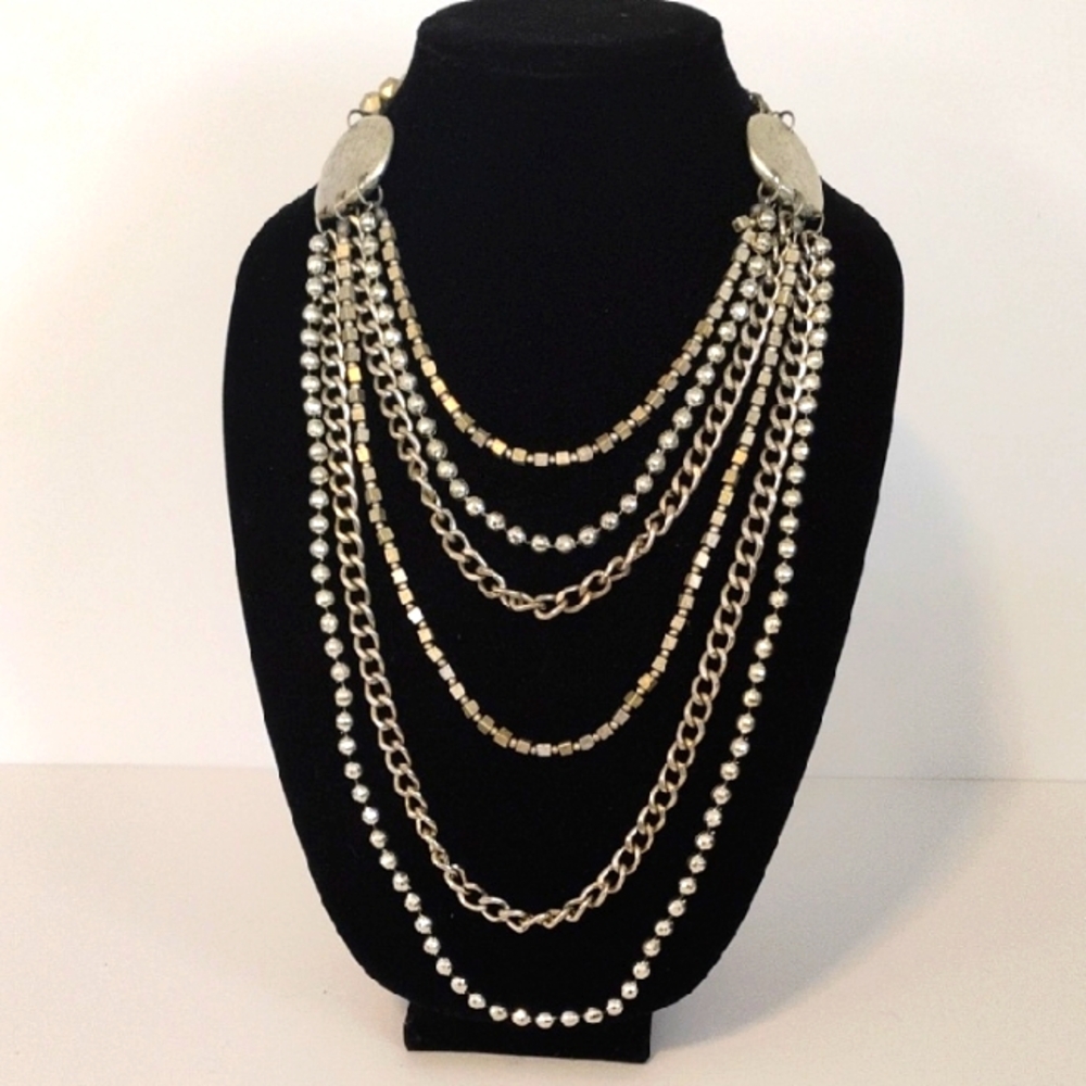 Vintage 6 Strand Glitter Ball Necklace